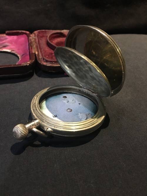 HALLMARKED BIRMINGHAM STERLING SILVER GOLIATH POCKET WATCH CASE BY SYNYER & BEDDOES 1918 marked