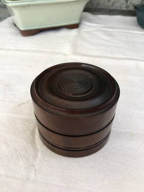 STUNNING VINTAGE STINKWOOD HANDMADE LIDDED TOBACCO JAR OR TRINKET JAR