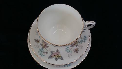Beautiful Vintage Paragon "ENCHANTMENT" Trio with gold trim and Pastel floral design. c1957
