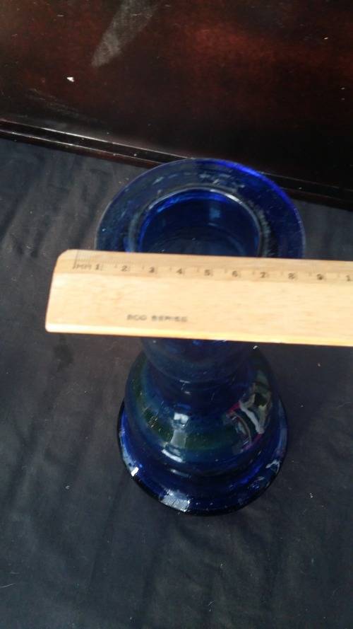 Beautiful 32 cm Tall Blue thick Glass Bottle/Vase