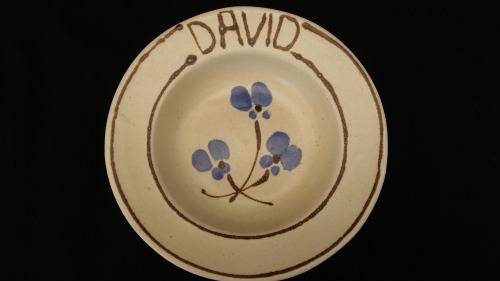 Beautiful Vintage Hamburger Pottery Grahamstown Blue Flower Breakfast Bowl  "David"