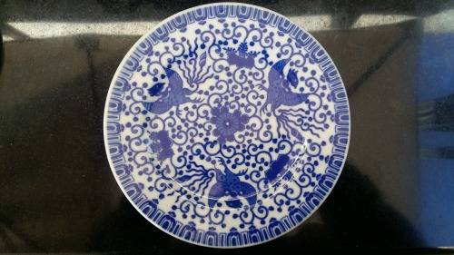 Lovely Blue and White Phoenix Bird plates 18cm perfect for display, no markings