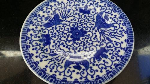 Lovely Blue and White Phoenix Bird plates 18cm perfect for display, no markings