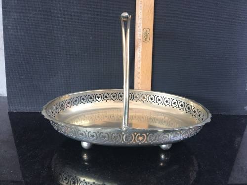 Stunning ornate  Silver plated  sweet Basket with markings. 28 cm x 20 cm x 5 cm