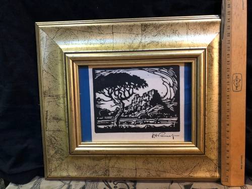 JH PIERNEEF ~ VINTAGE FRAMED PRINT OF LITHOGRAPH IN A STUNNING WOODEN FRAME AND BEHIND GLASS