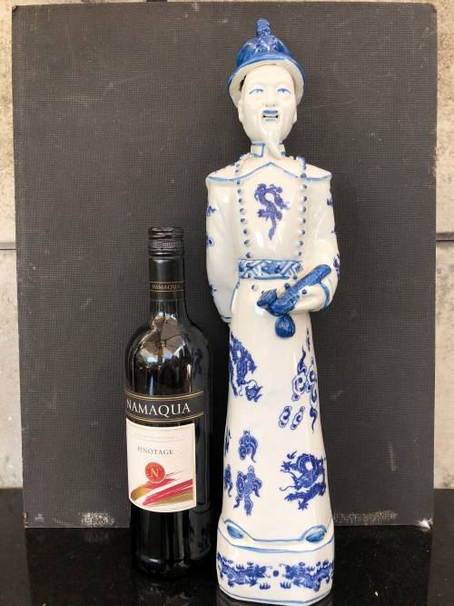 Large Antique Blue and White Porcelain Qing Dynasty Emperor Kangxi - 47 cm Embossed markings.