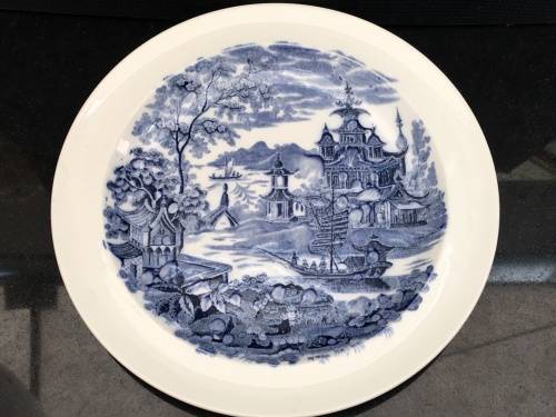 Ultra Rare c1894 Wedgwood Etruria Plate Hand painted Japanese Temple & Garden.imprint markings. W26