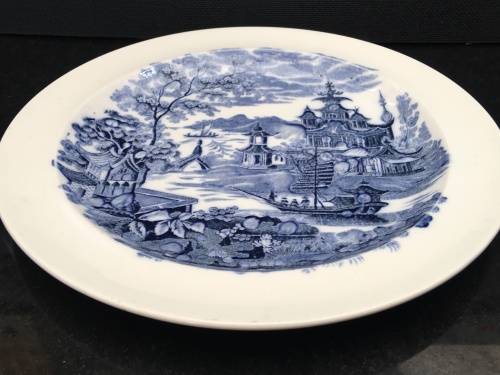 Ultra Rare c1894 Wedgwood Etruria Plate Hand painted Japanese Temple & Garden.imprint markings. W26
