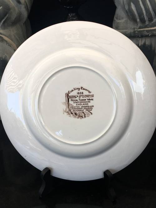 Stunning Vintage "Coaching Taverns" 1828 Royal Tudorware Stafforshire England Display Plate. 25.5 cm
