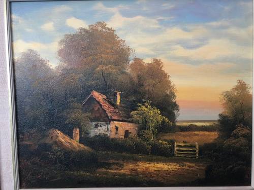 WOW !!! FANTASTIC FRAMED ANTIQUE OIL ON BOARD LANDSCAPE SIGNED