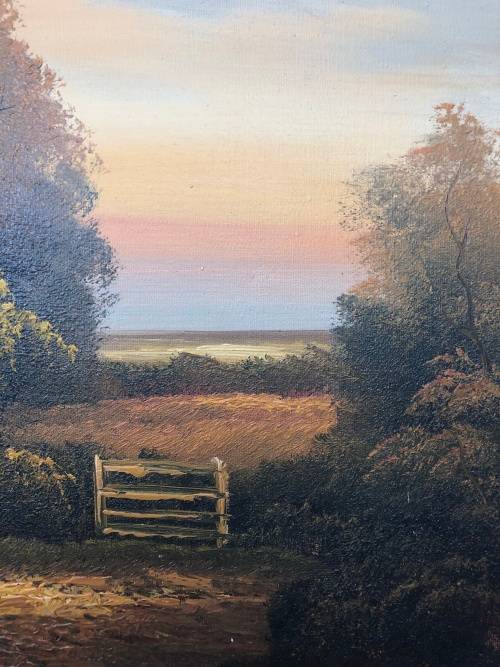 WOW !!! FANTASTIC FRAMED ANTIQUE OIL ON BOARD LANDSCAPE SIGNED