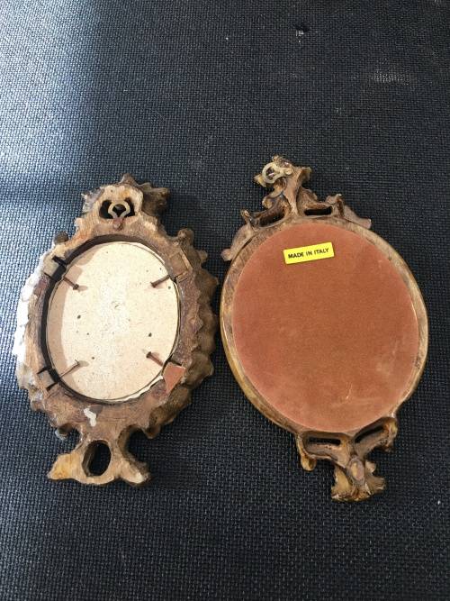 2 Stunning Victorian Pictured Italian Silk in Ornate Gold color Gilt Frames.
