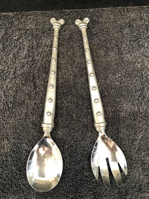 WOW !!! STUNNING CARROL BOYES ARIES SALAD SERVERS ~ HIGHLY SOUGHT AFTER AND CLEARLY MARKED