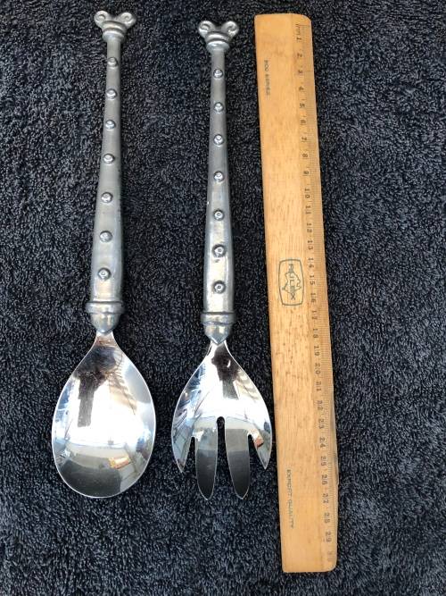 WOW !!! STUNNING CARROL BOYES ARIES SALAD SERVERS ~ HIGHLY SOUGHT AFTER AND CLEARLY MARKED