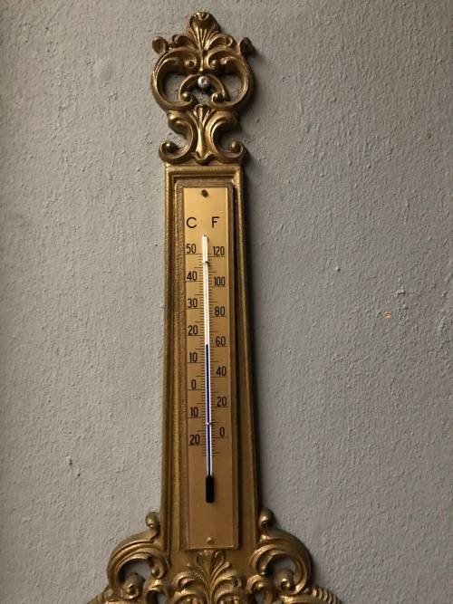 WOW !!! STUNNING HEAVY BRASS ROCOCO BAROMETER / CLOCK / HYDROMETER / THERMOMETER WEATHER STATION