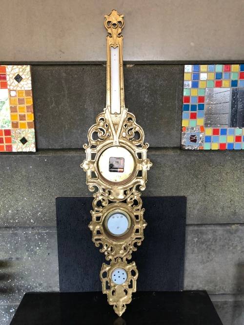 WOW !!! STUNNING HEAVY BRASS ROCOCO BAROMETER / CLOCK / HYDROMETER / THERMOMETER WEATHER STATION