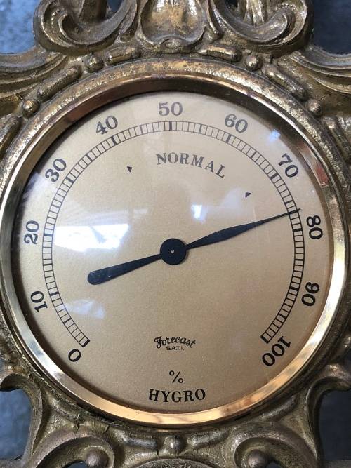 WOW !!! STUNNING HEAVY BRASS ROCOCO BAROMETER / CLOCK / HYDROMETER / THERMOMETER WEATHER STATION