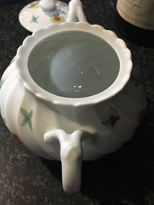 Stunning Rare c1962 Haviland France Lemoges Eggshell scalloped floral fine bone porcelain Sugar Pot