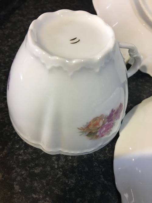 Absolutely Beautiful Antique Fine Raised Porcelain Petite Victorian Style Rose Bouquet Tea Trio