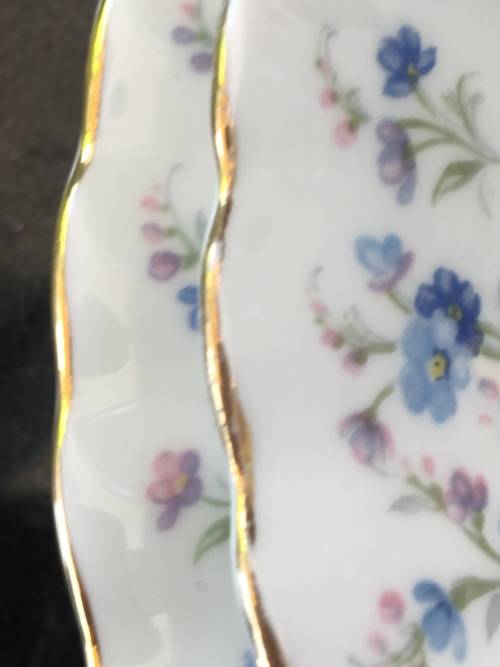 Absolutely Beautiful  Royal Albert Bone China Memory Lane Blue & Pink & Gold Gilt Trio, Like New