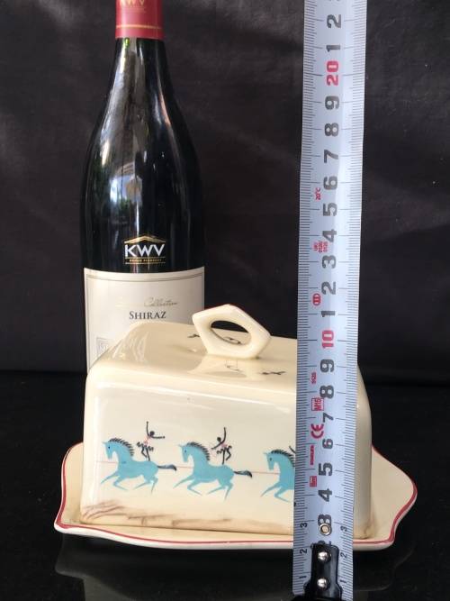 Beautiful c1940s Circus by Beswick England Porcelain Cheese/Butter Dish.