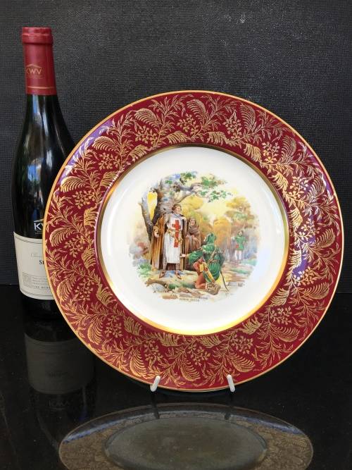 Antique Maddock 122 year old Vitreous Large Display Plate of "Robin Hood Captures the Pirate Ship"