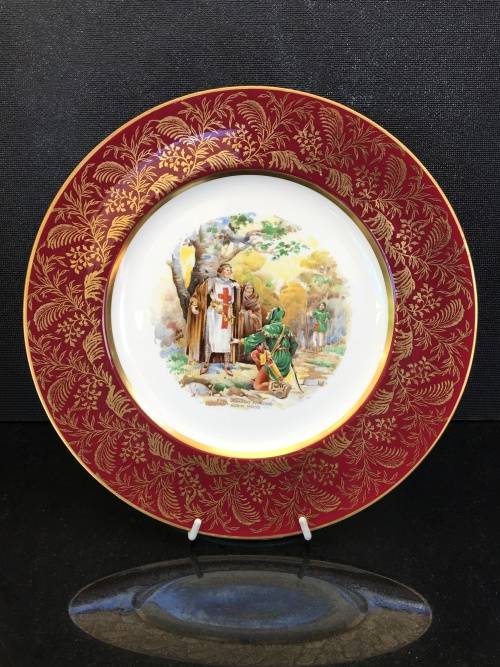 Antique Maddock 122 year old Vitreous Large Display Plate of "Robin Hood Captures the Pirate Ship"