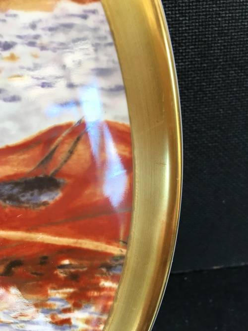 RARE  "OARSMAN AT CHATOU" BY PIERRE AUGUSTE RENOIR DISPLAY PLATE. 22CT GOLD TRIM