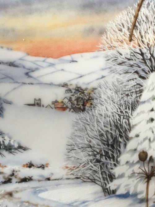 WOW!! c1979. Plate Hand Painted by Peter Barret "A Country Lane in December made by Royal Worcester