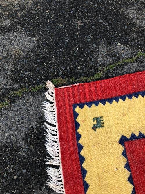 WOW !! HUGE BRIGHTLY COLOURED FLAT WEAVE WOOL KILIM CARPET -  GABBEH PATTERN - 3000 X 2500mm