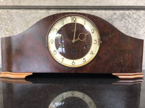 WOW !! STUNNING GERMAN JUBA TRIPLE CHIME MANTLE CLOCK WITH ORIGINAL KEY AND PENDULUM WORKING 100%