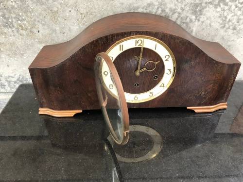 WOW !! STUNNING GERMAN JUBA TRIPLE CHIME MANTLE CLOCK WITH ORIGINAL KEY AND PENDULUM WORKING 100%