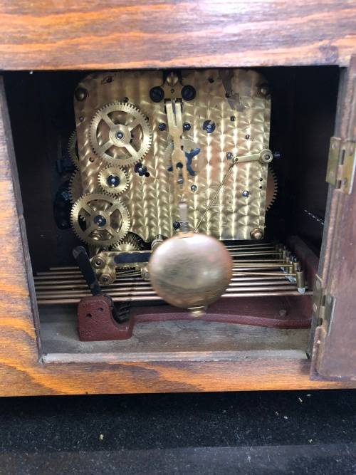 WOW !! STUNNING GERMAN JUBA TRIPLE CHIME MANTLE CLOCK WITH ORIGINAL KEY AND PENDULUM WORKING 100%