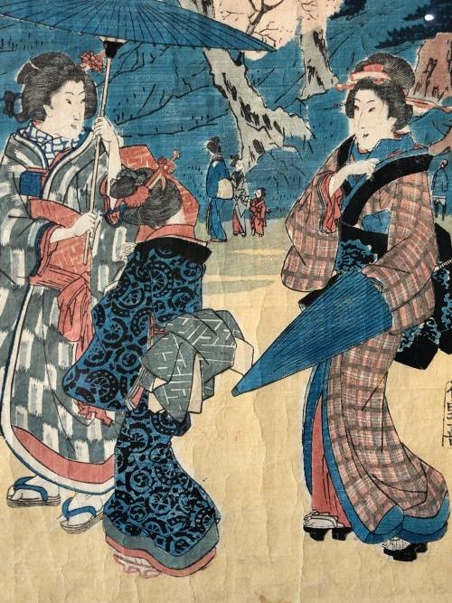 INVESTMENT ART !!! UTAGAWA HIROSHIGE ORIGINAL WOODBLOCK - "CHERRY BLOSSOM VIEWING IN UENO TOKYO"