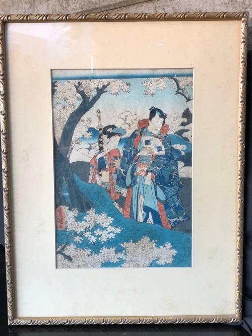 INVESTMENT ART !!! MASTER ARTIST UTAGAWA KUNISADA (TOYOKUNI III) (1786 - 1865 )  ORIGINAL WOODBLOCK