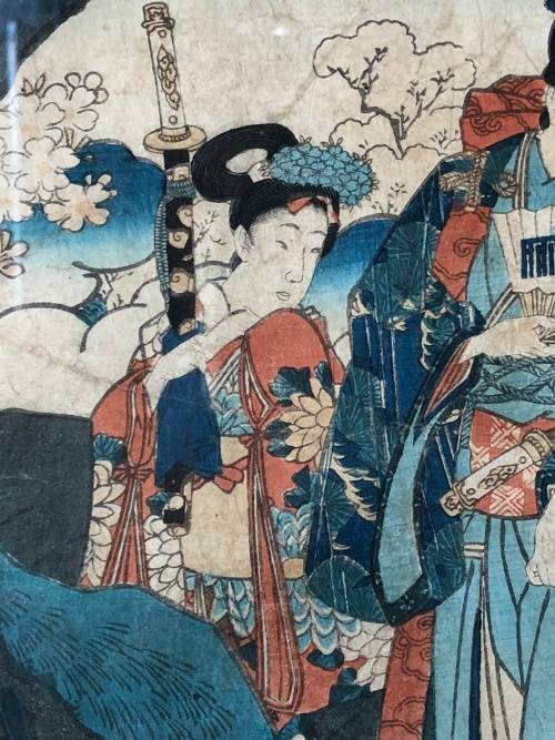 INVESTMENT ART !!! MASTER ARTIST UTAGAWA KUNISADA (TOYOKUNI III) (1786 - 1865 )  ORIGINAL WOODBLOCK