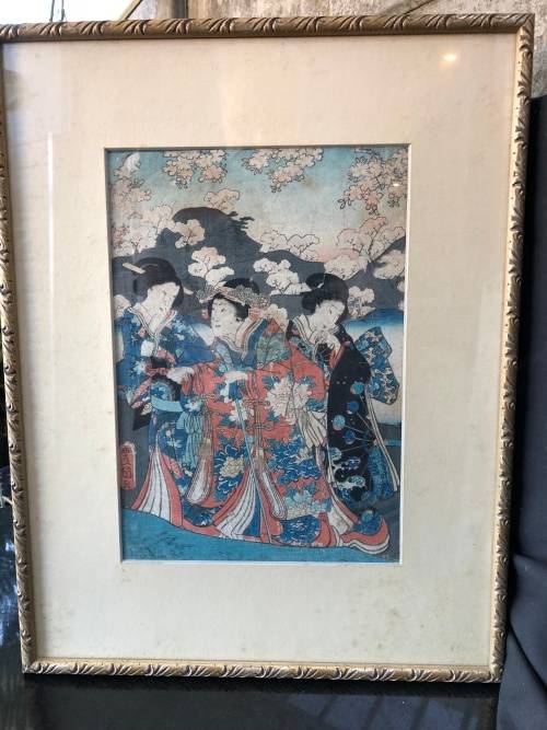 INVESTMENT ART !!! MASTER ARTIST UTAGAWA KUNISADA (TOYOKUNI III) (1786 - 1865 )  ORIGINAL WOODBLOCK