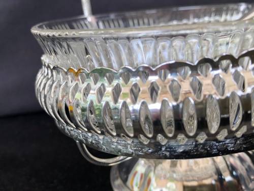 WOW !!! STUNNING VINTAGE EPNS BASKET AND CUT GLASS JAM BOWL COMPLETE WITH SPOON BY MAYELL LONDON