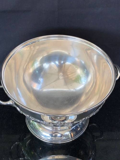 WOW !!! STUNNING LARGE SILVER PLATED TUREEN BY SERANCO WITH ANTIQUE SERVING SPOON