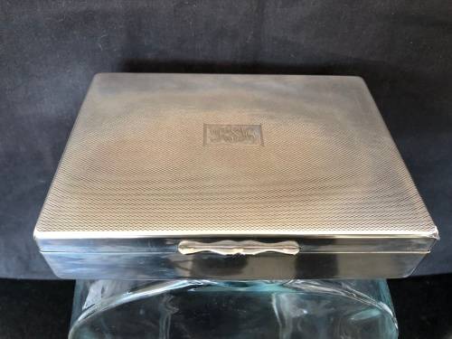 Art Deco Silver Plated Aristocrat Cigarette Box, Keepsake Box, Double Compartment , Cedar Wood Lined