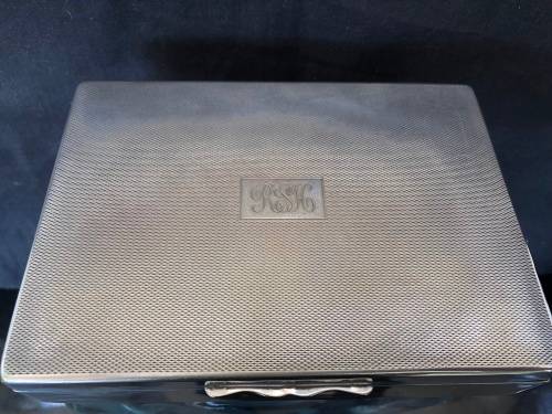 Art Deco Silver Plated Aristocrat Cigarette Box, Keepsake Box, Double Compartment , Cedar Wood Lined