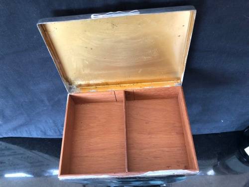 Art Deco Silver Plated Aristocrat Cigarette Box, Keepsake Box, Double Compartment , Cedar Wood Lined
