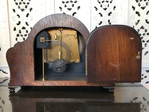WOW !!! SIMPLY STUNNING MAHOGANY CASED IMPERIAL MANTLE CLOCK WORKING 100% MADE IN CROYDON ENGLAND