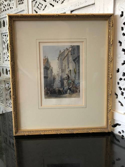 WOW !!! CERTIFIED ANTIQUE ENGRAVING BY FAMOUS BRITISH ARTIST THOMAS ALLOM (1804 - 1872) AND C COUSEN