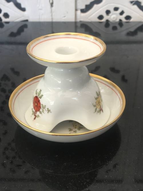 Collectible Vintage Wien Augarten Vienna Porcelain Fine China Candle Holder & Tray & original candle