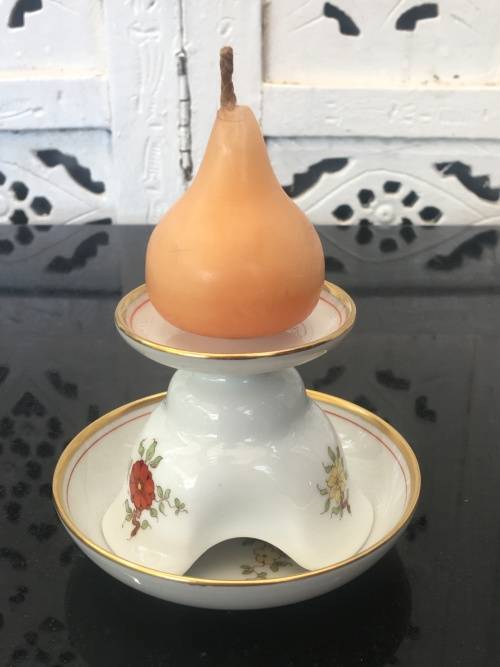 Collectible Vintage Wien Augarten Vienna Porcelain Fine China Candle Holder & Tray & original candle