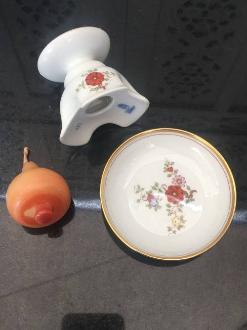 Collectible Vintage Wien Augarten Vienna Porcelain Fine China Candle Holder & Tray & original candle