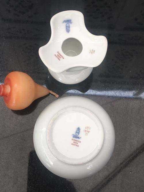 Collectible Vintage Wien Augarten Vienna Porcelain Fine China Candle Holder & Tray & original candle