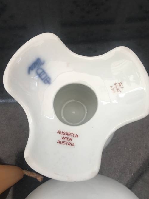 Collectible Vintage Wien Augarten Vienna Porcelain Fine China Candle Holder & Tray & original candle