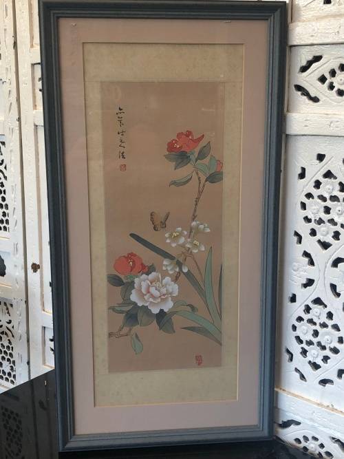 WOW !!! FANTASTIC CHINESE WATERCOLOR ON SILK SIGNED WITH CALLIGRAPHY